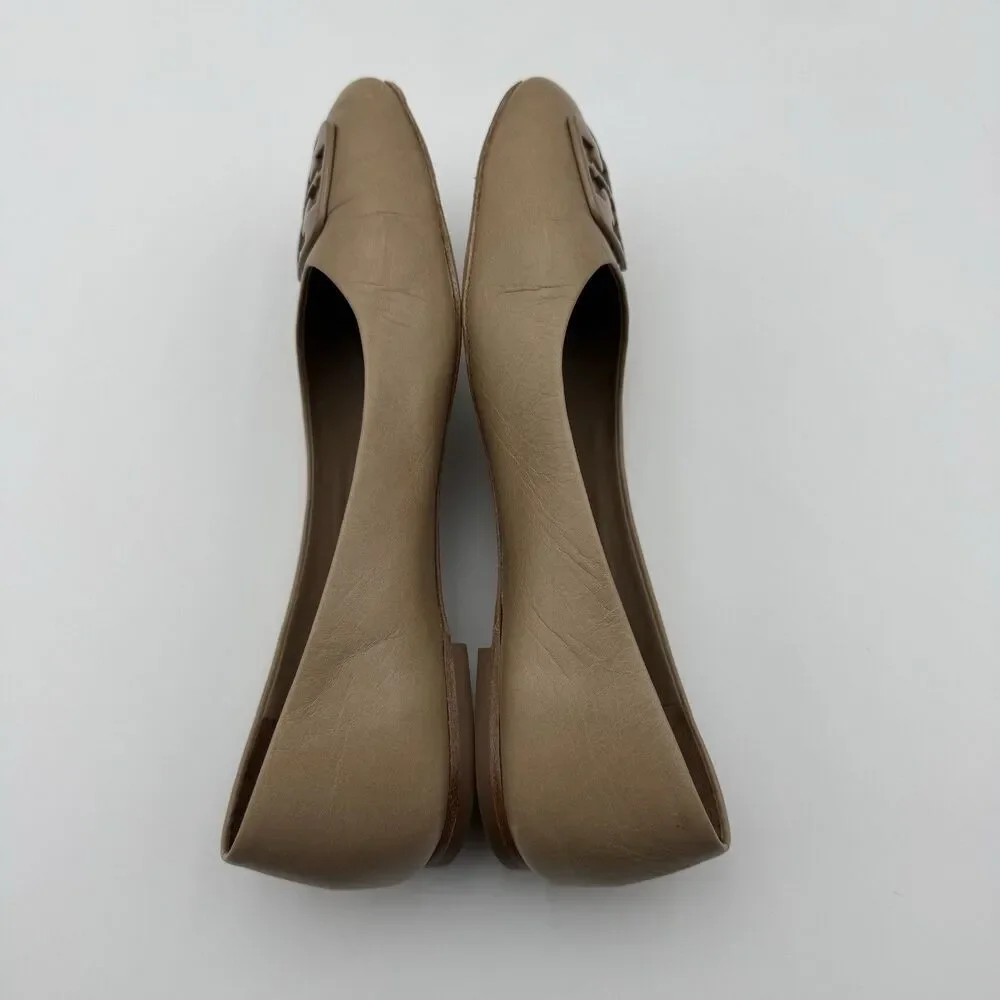 Tory Burch Nude Leather Ballet Flats Square Toe Size 9 1/2M Women’s